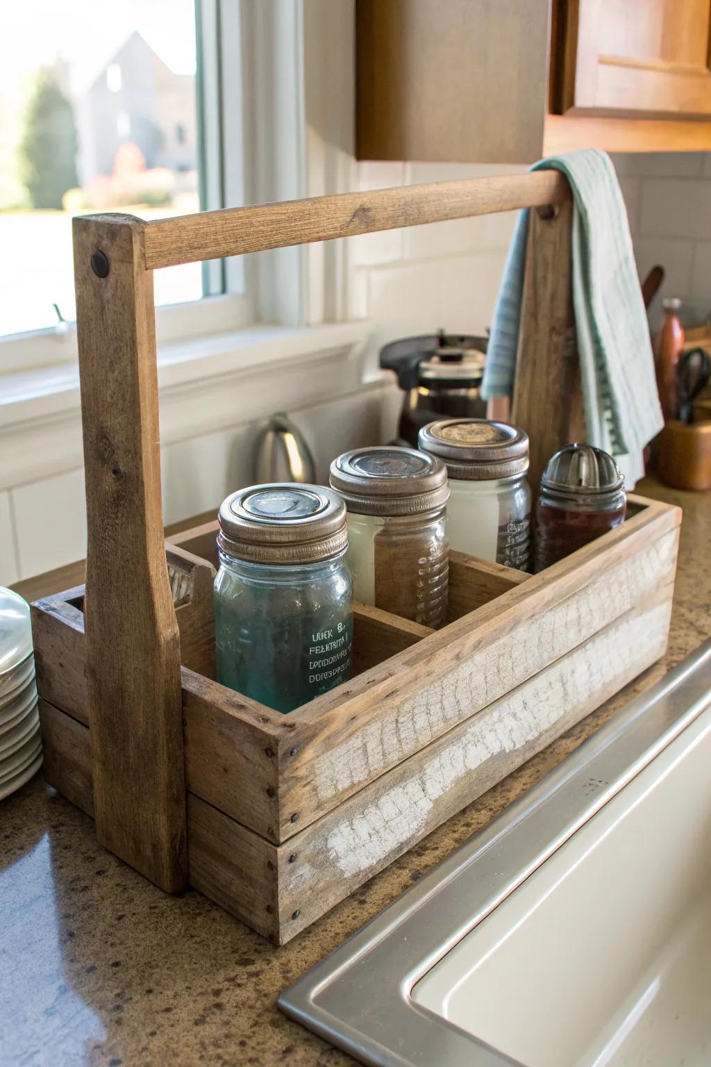Craft a personalized touch with a DIY sink rack.