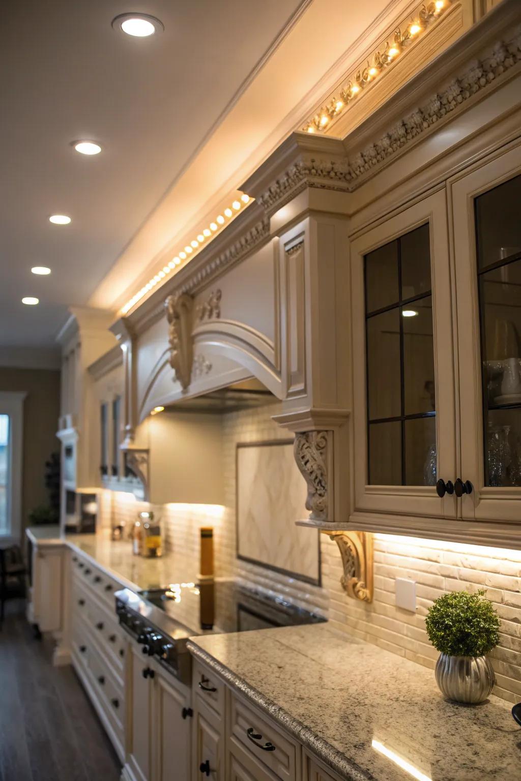 Emphasizing lighting exquisitely brings out design features.