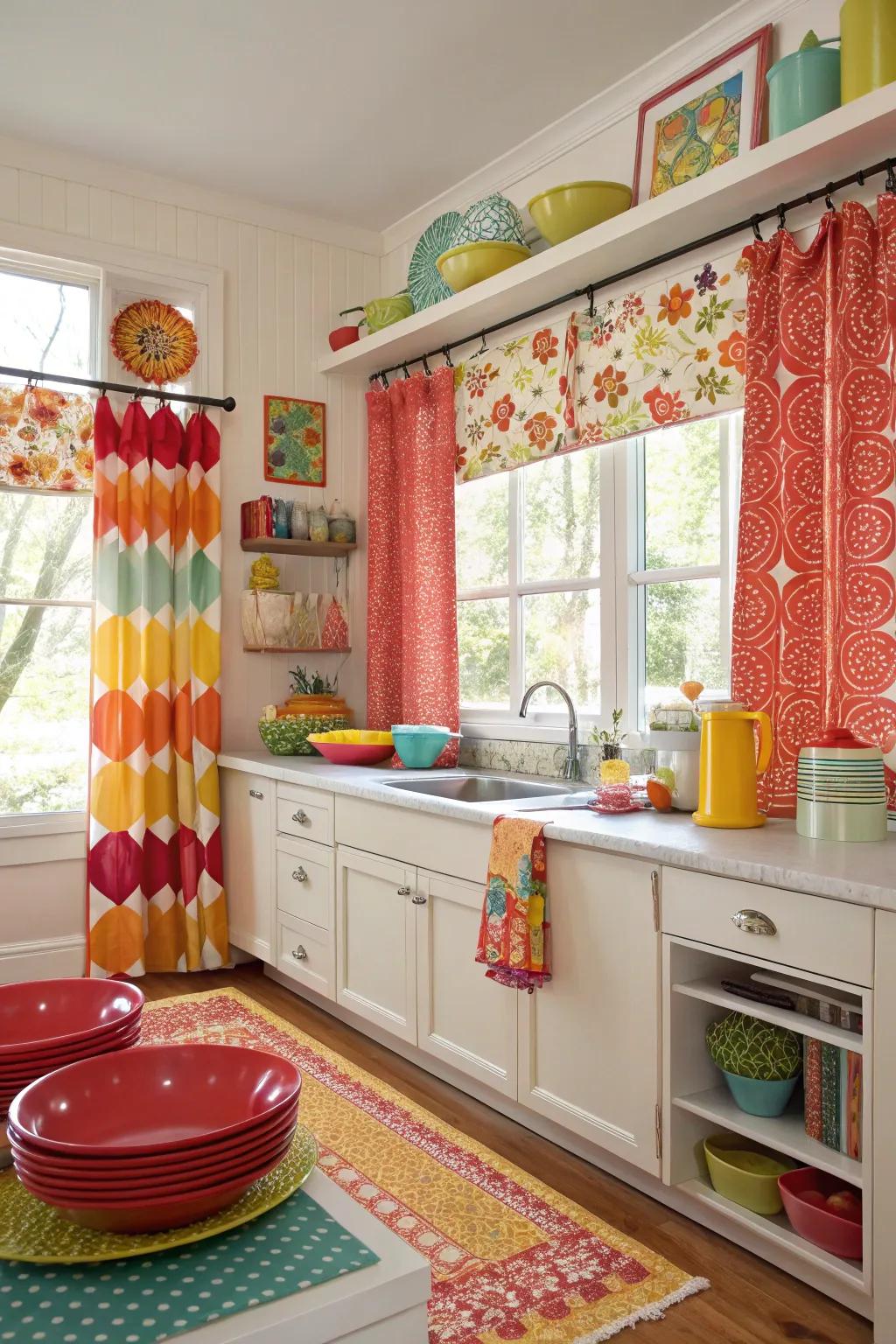 Daring colors enable your kitchen window to radiate character and flair.