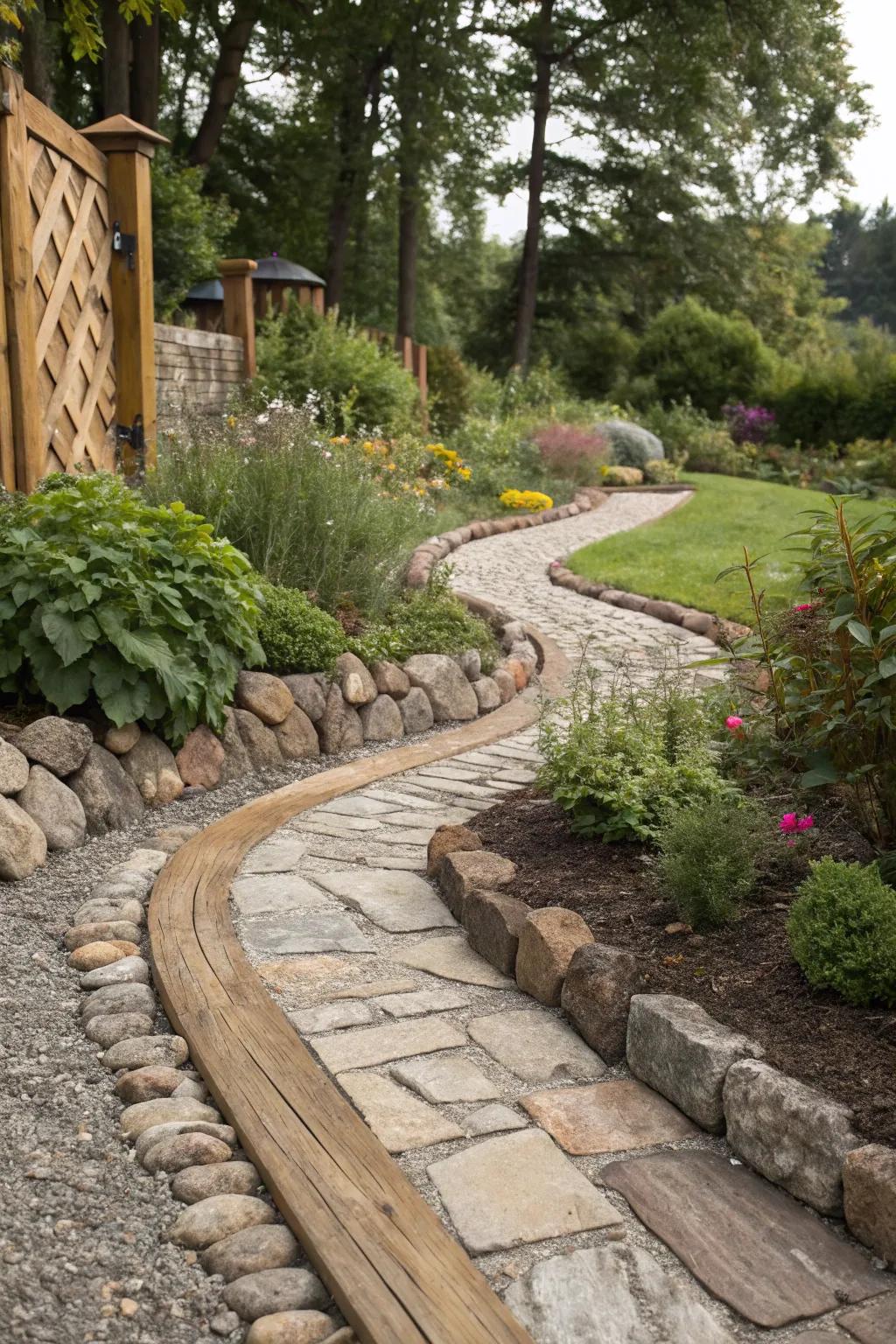 Combining materials provides texture and visual appeal.