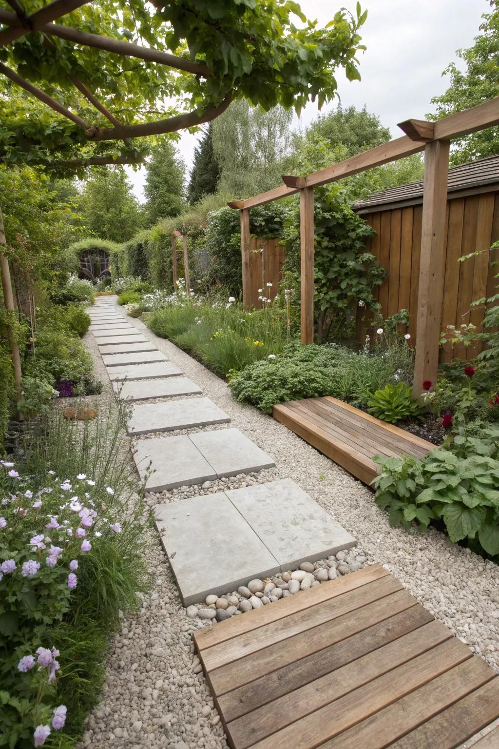 Combine timbers with alternative materials for a layered visual effect.