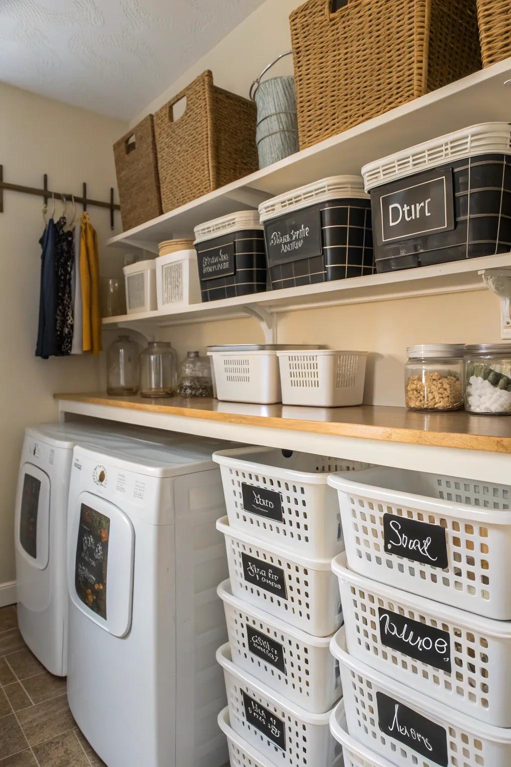 Maintain order in your laundry room with designer labels.