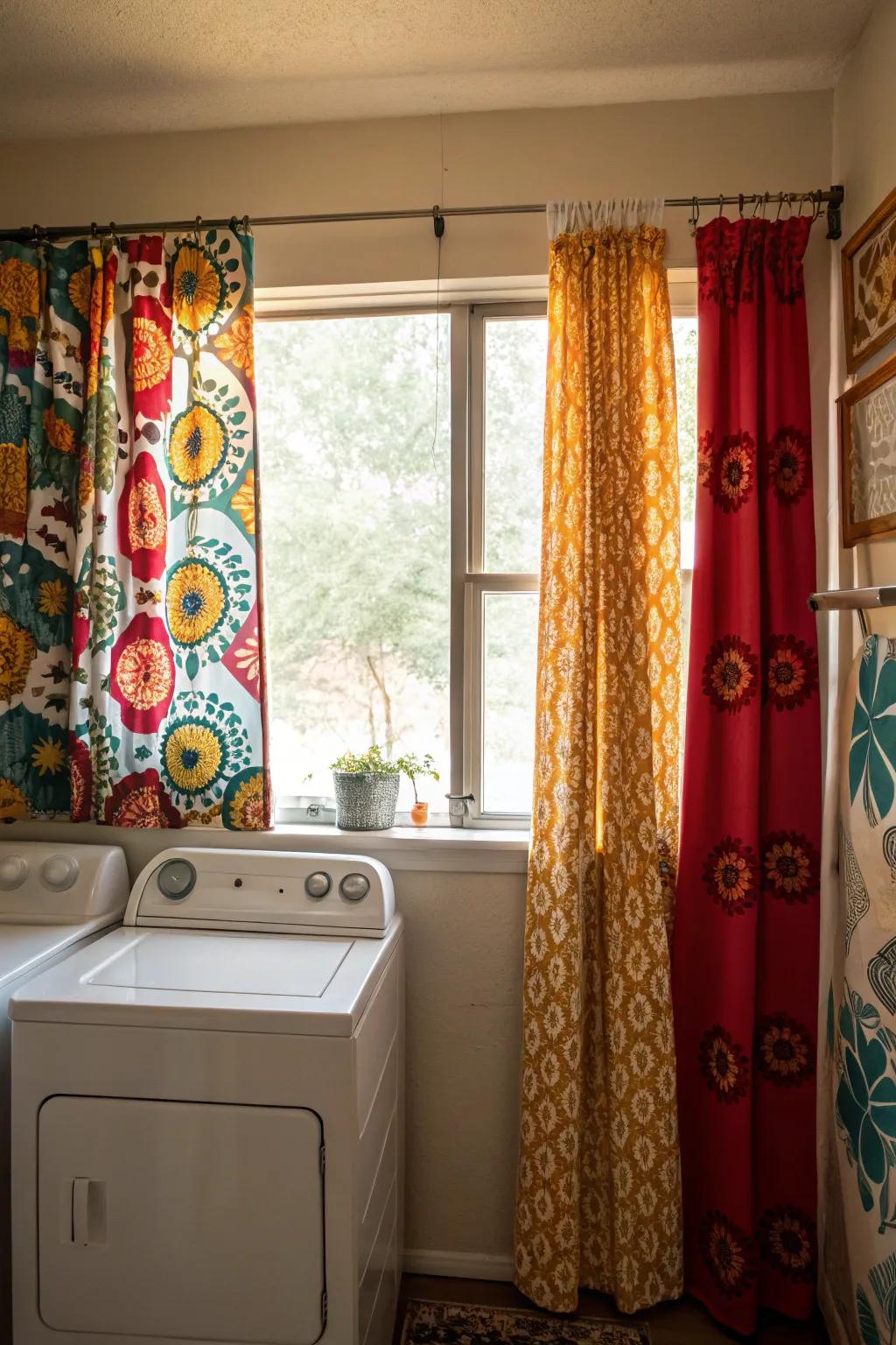 Themed curtains fashion an attention-grabbing central point.