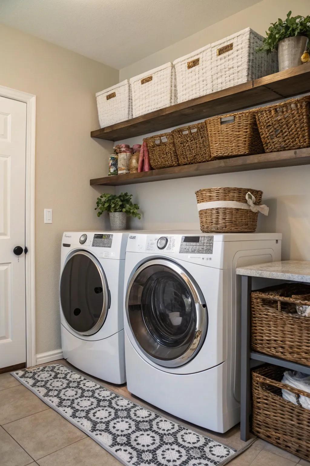 Attractive baskets contribute style and utility to your space.