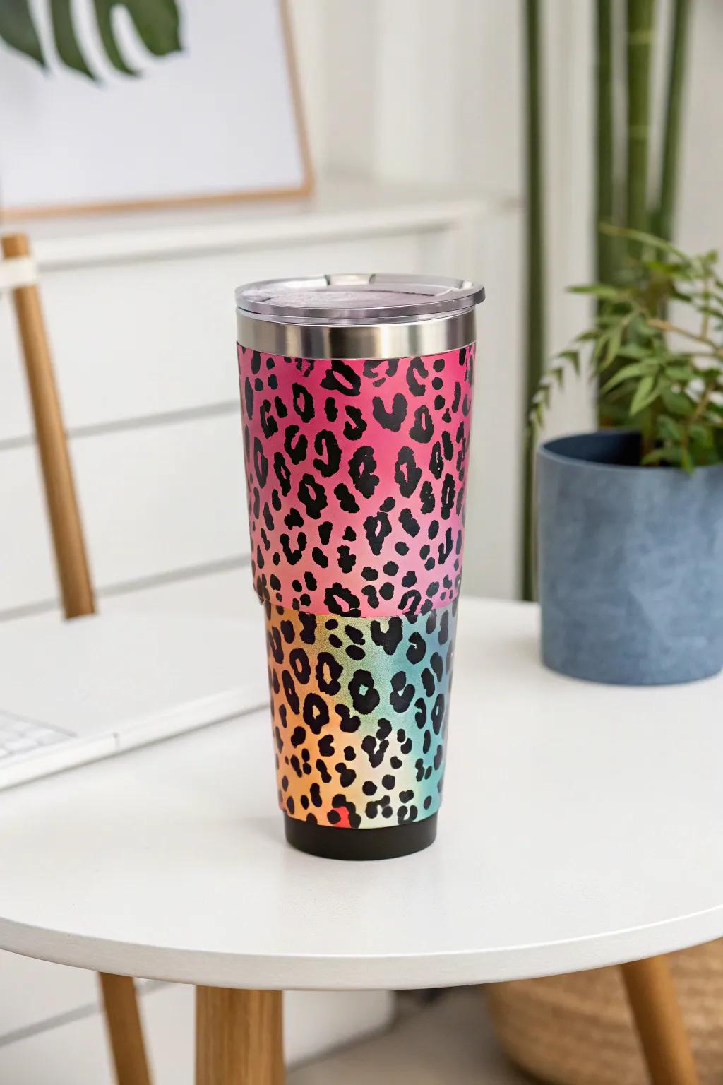 A contemporary gradient design that adds sophistication to leopard print.
