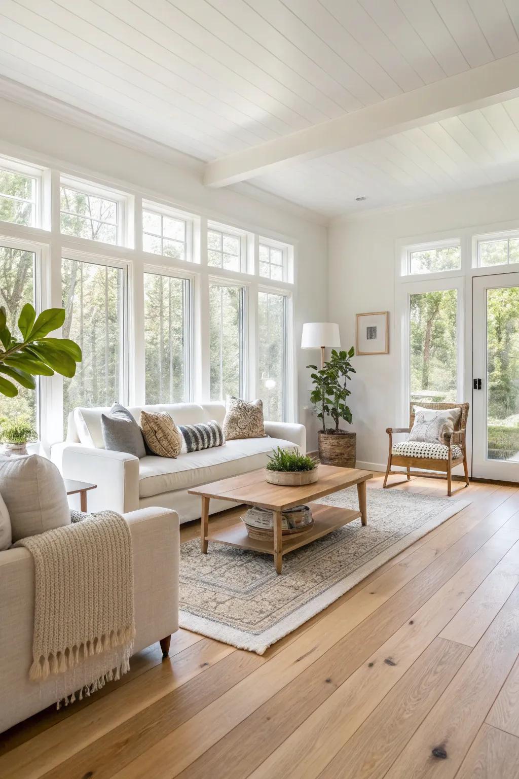 Radiant lumber floors fashion an expansive and airy sensation, augmenting natural illumination.