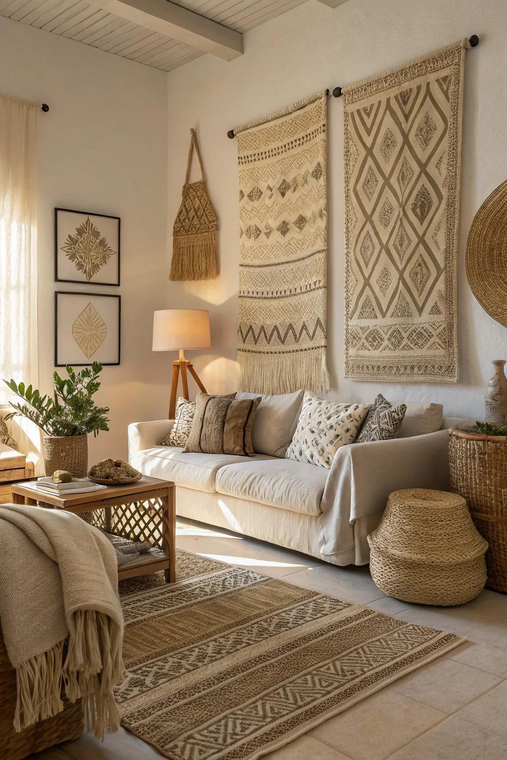 Inherent textiles present a comfortable and tactile wall encounter.