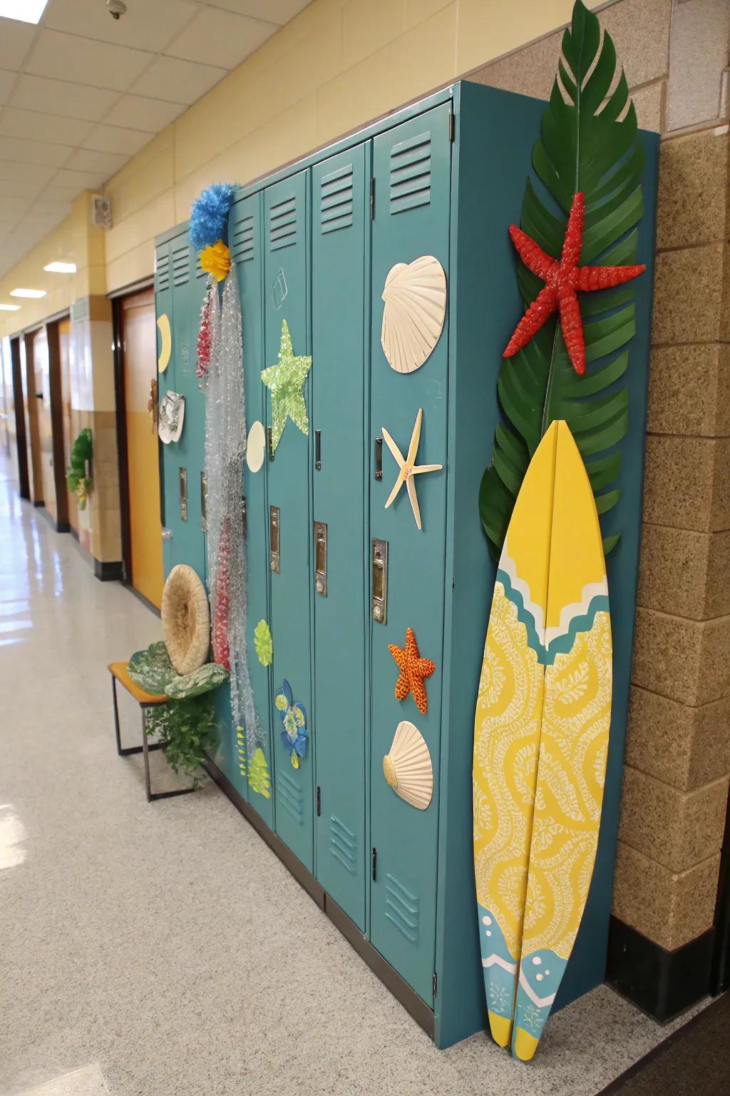 A locker with a shore theme, radiating a pleasant and revitalizing aura.