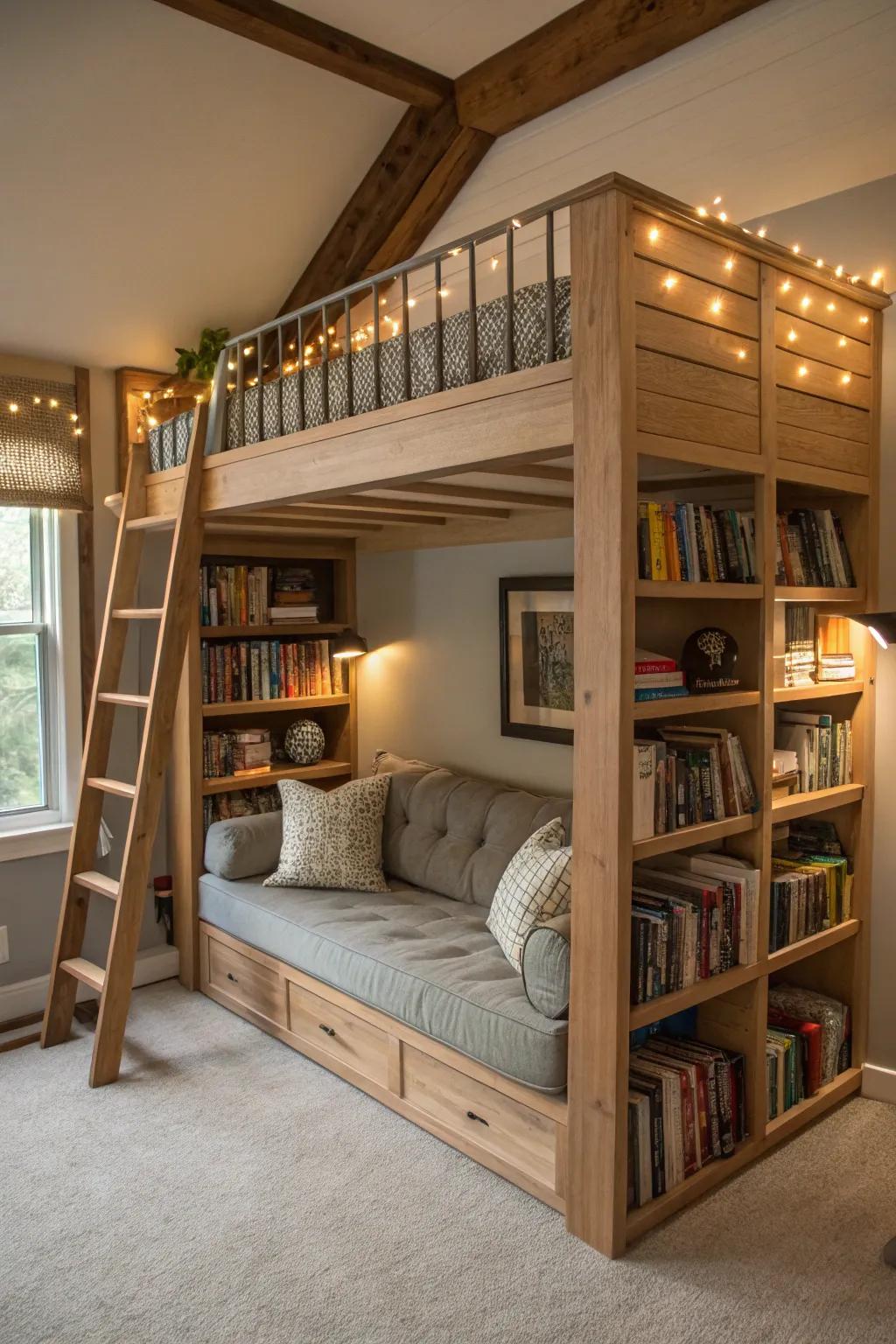 A high sleeper with a reading nook is perfect for book lovers seeking a cozy escape.