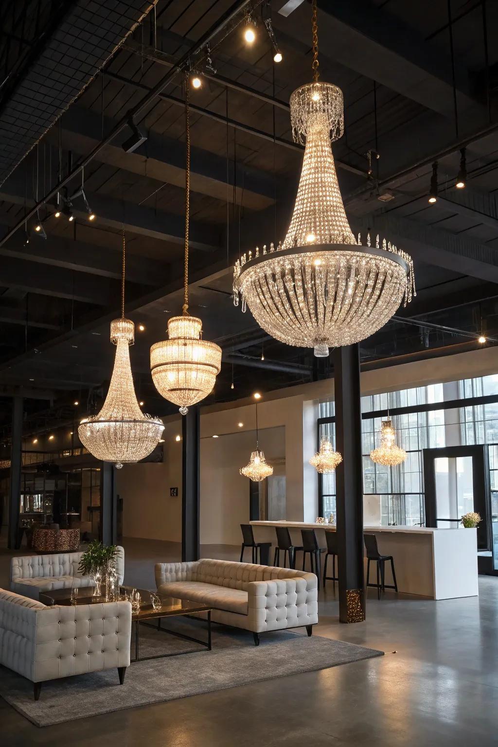 Sophisticated lighting as a key piece in a loft.