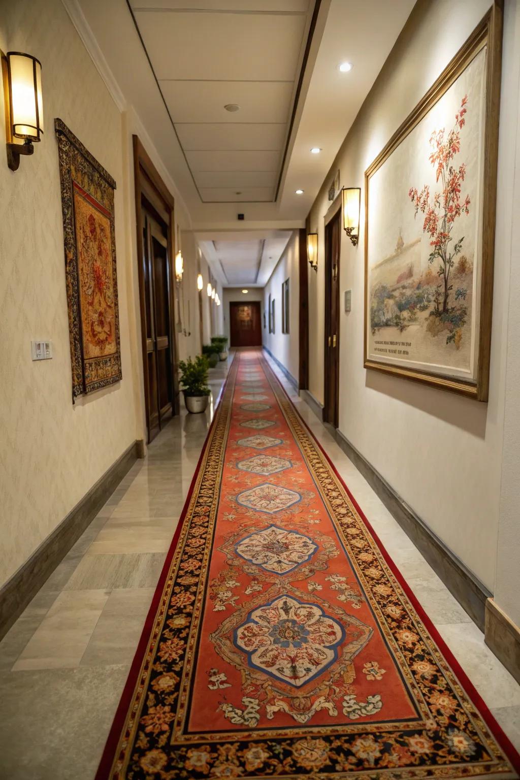 Runners are effective at adding warmth and directing the line of sight throughout the space.