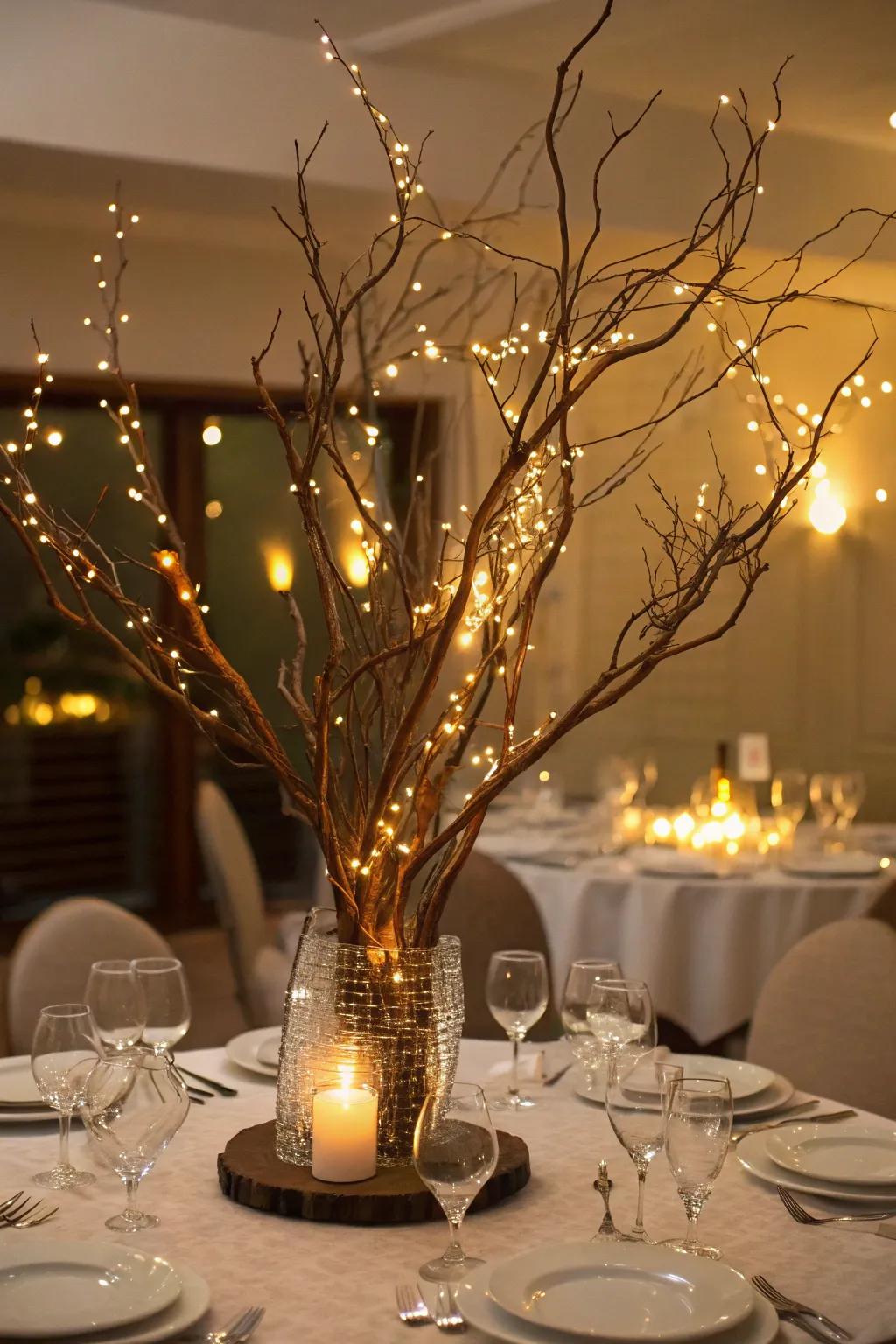 Quixotic pixie beams conceptualize a spellbinding manzanita centerpiece.