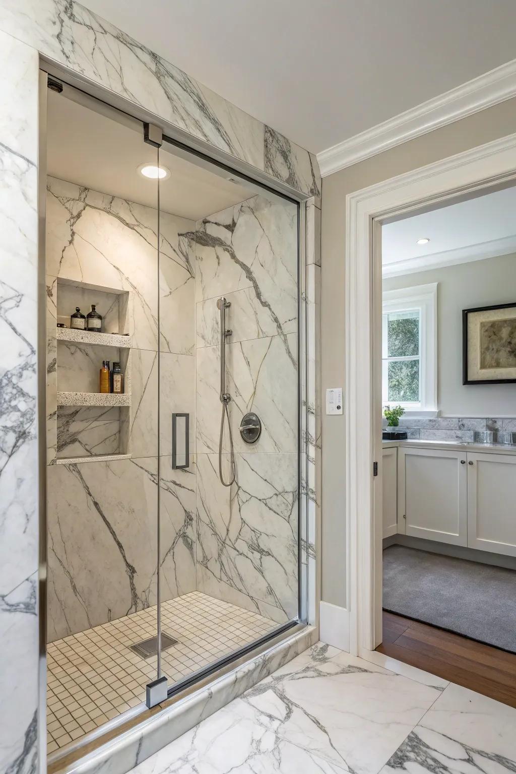 Premium Stone brings striking elegance to your shower alcove.