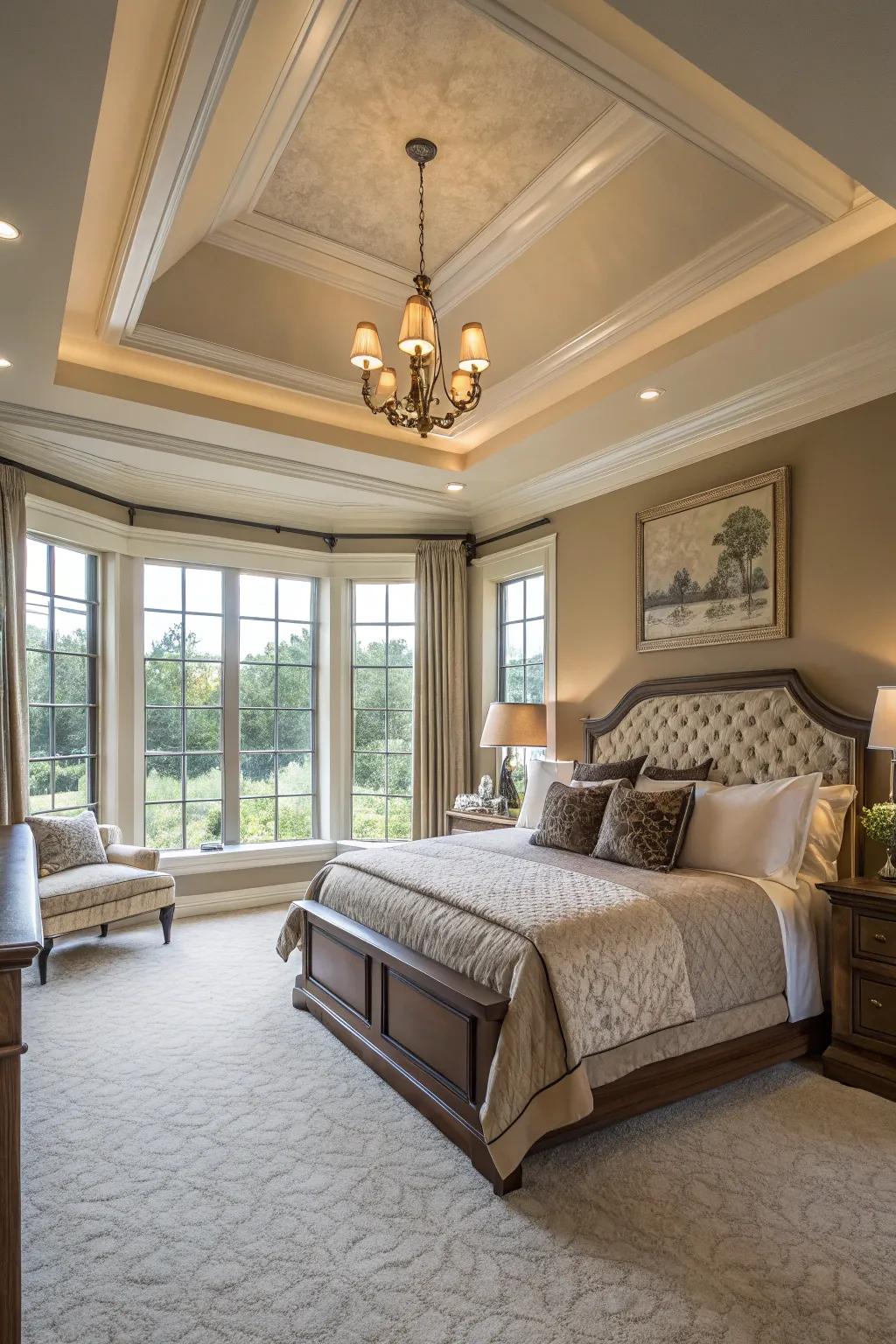 Sunlight emphasizes the subtle details of your stepped ceiling.