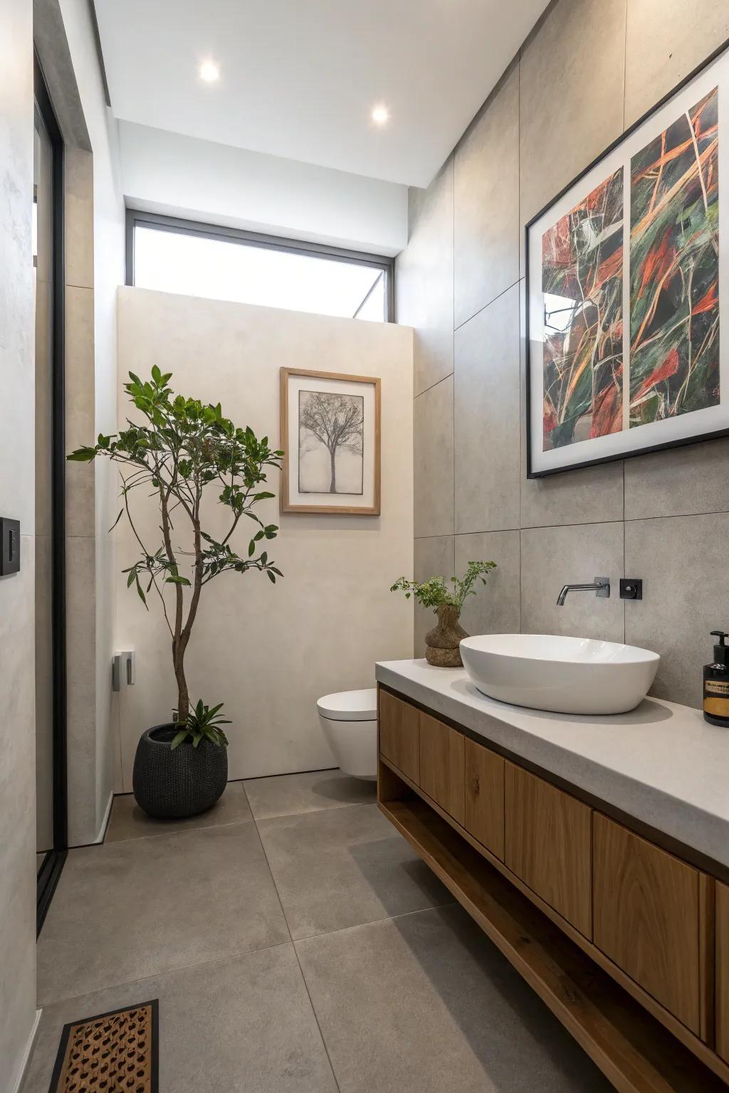 Simple touches add a hint of style to this modern bathroom.