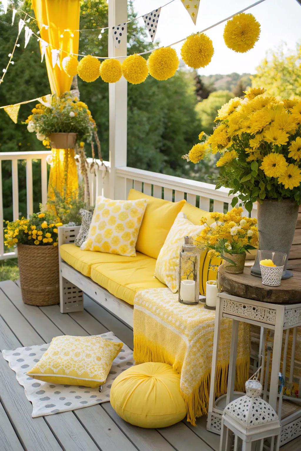 Golden sun accents bring sunshine to your deck.