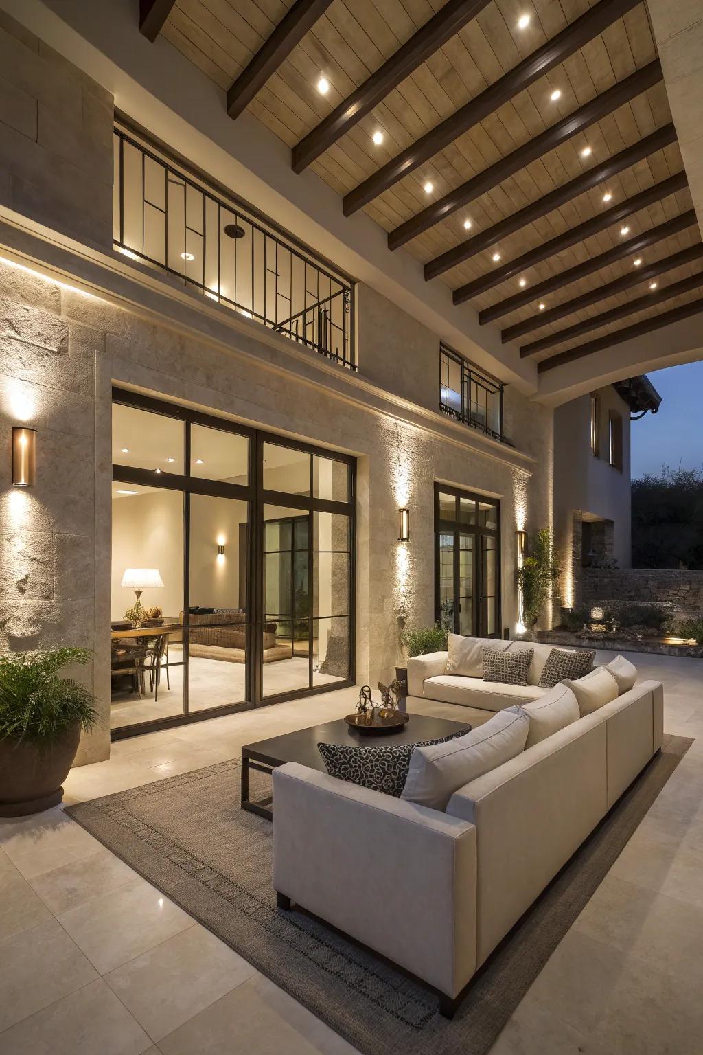 Illumination that emphasizes the beauty of modern architecture.