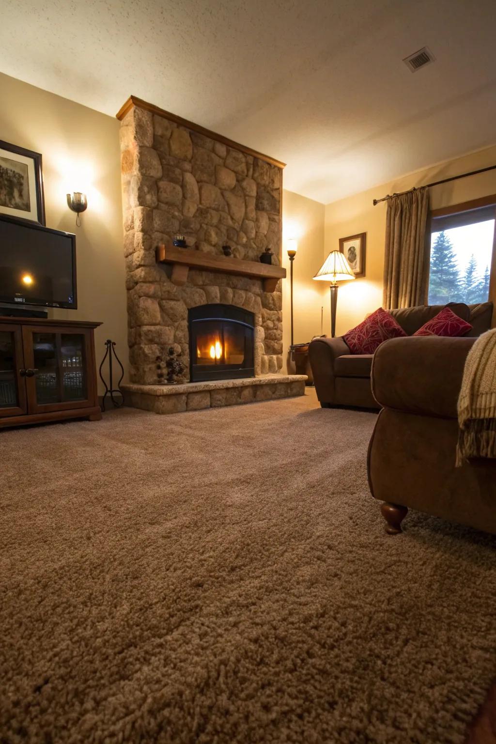 Create warmth with cozy carpet flooring.