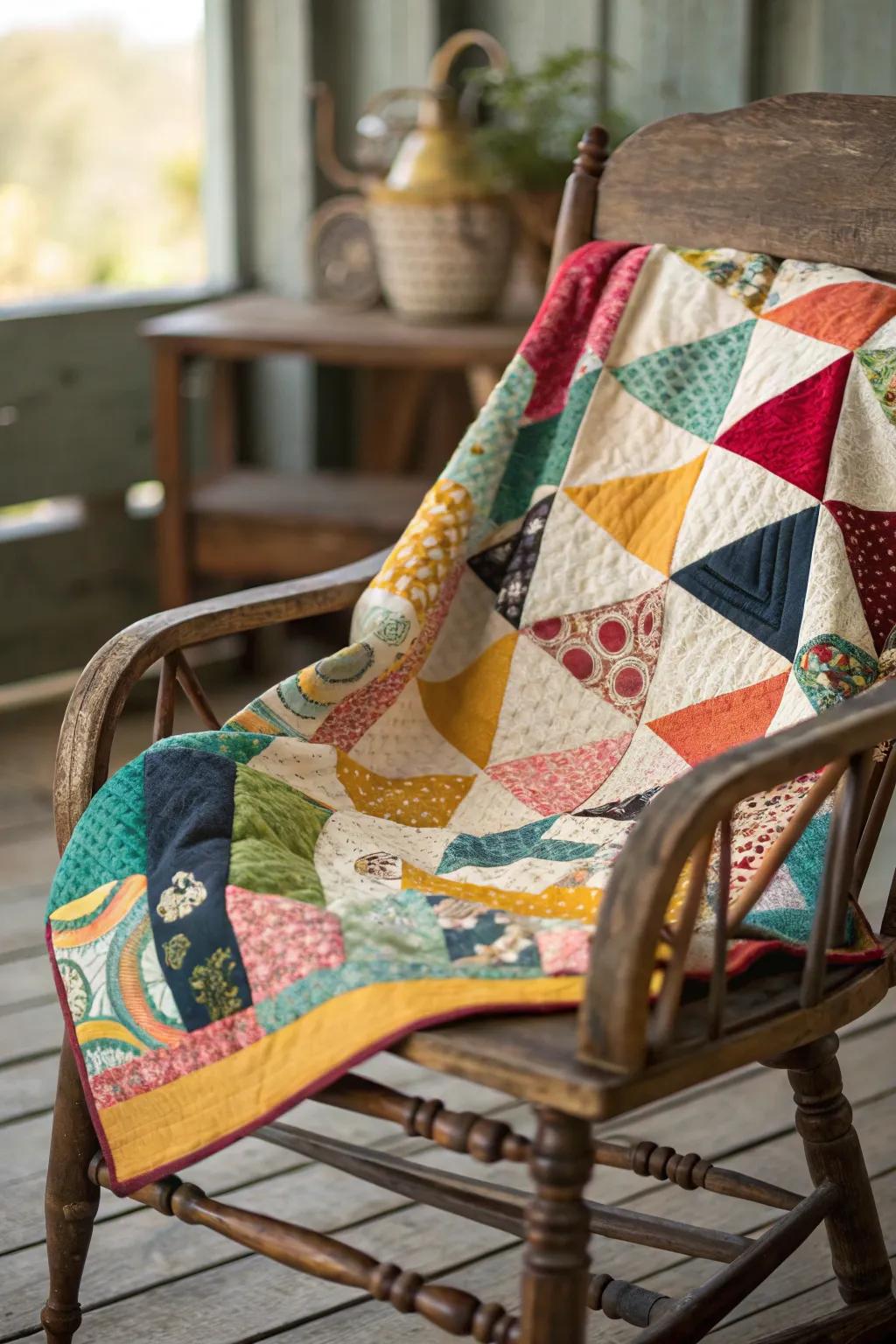 Eclectic patchwork quilts bring vibrant energy into any space.