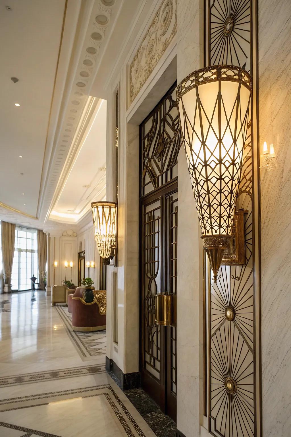 Art deco sconces bring timeless elegance to your decor.