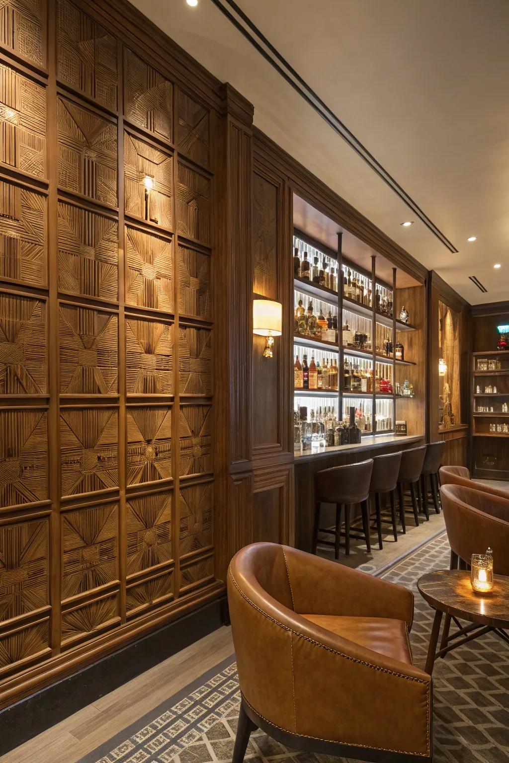 Accent walls add depth and character to your whiskey room.