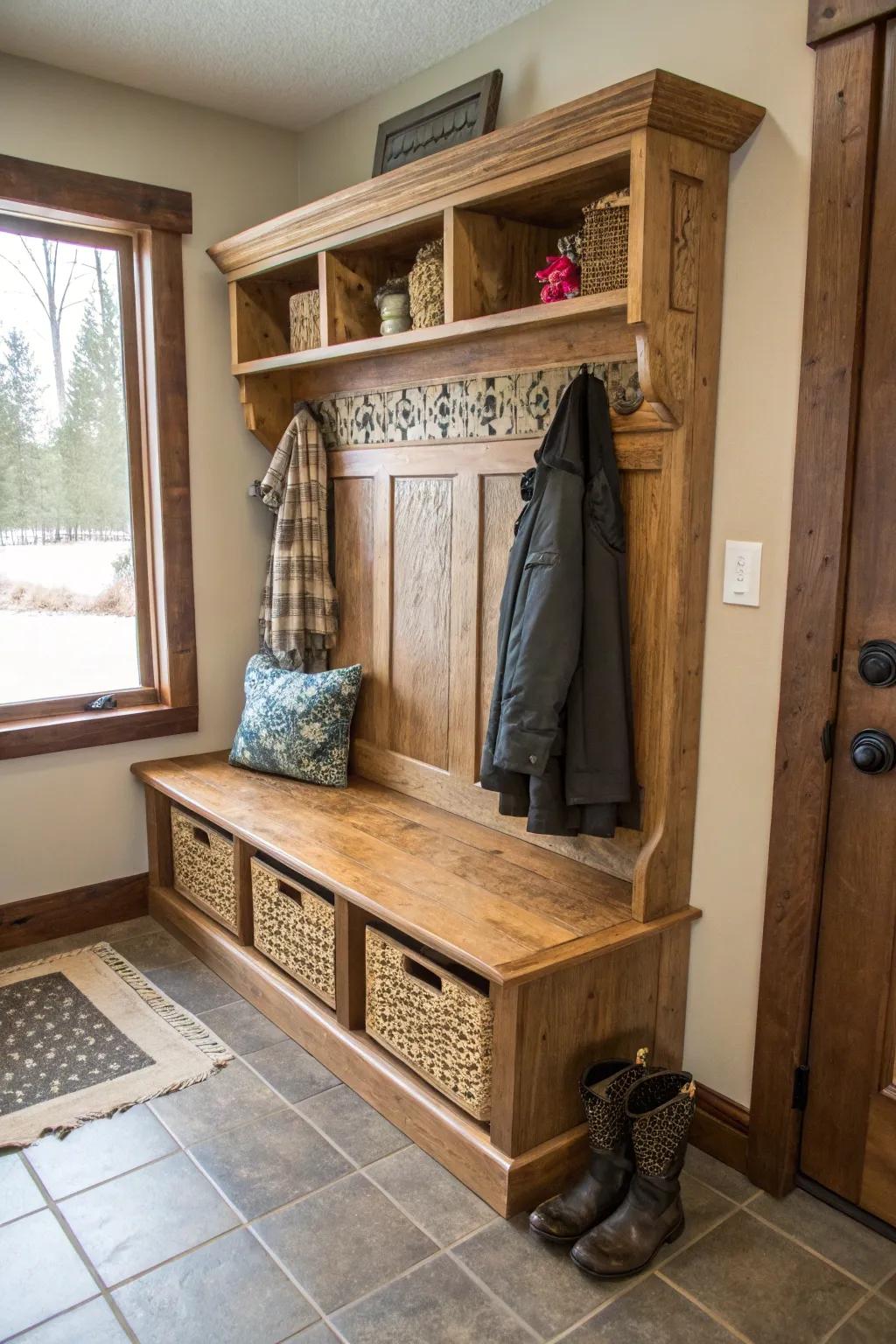 A personalized personalized mudroom seating reflecting individual style.