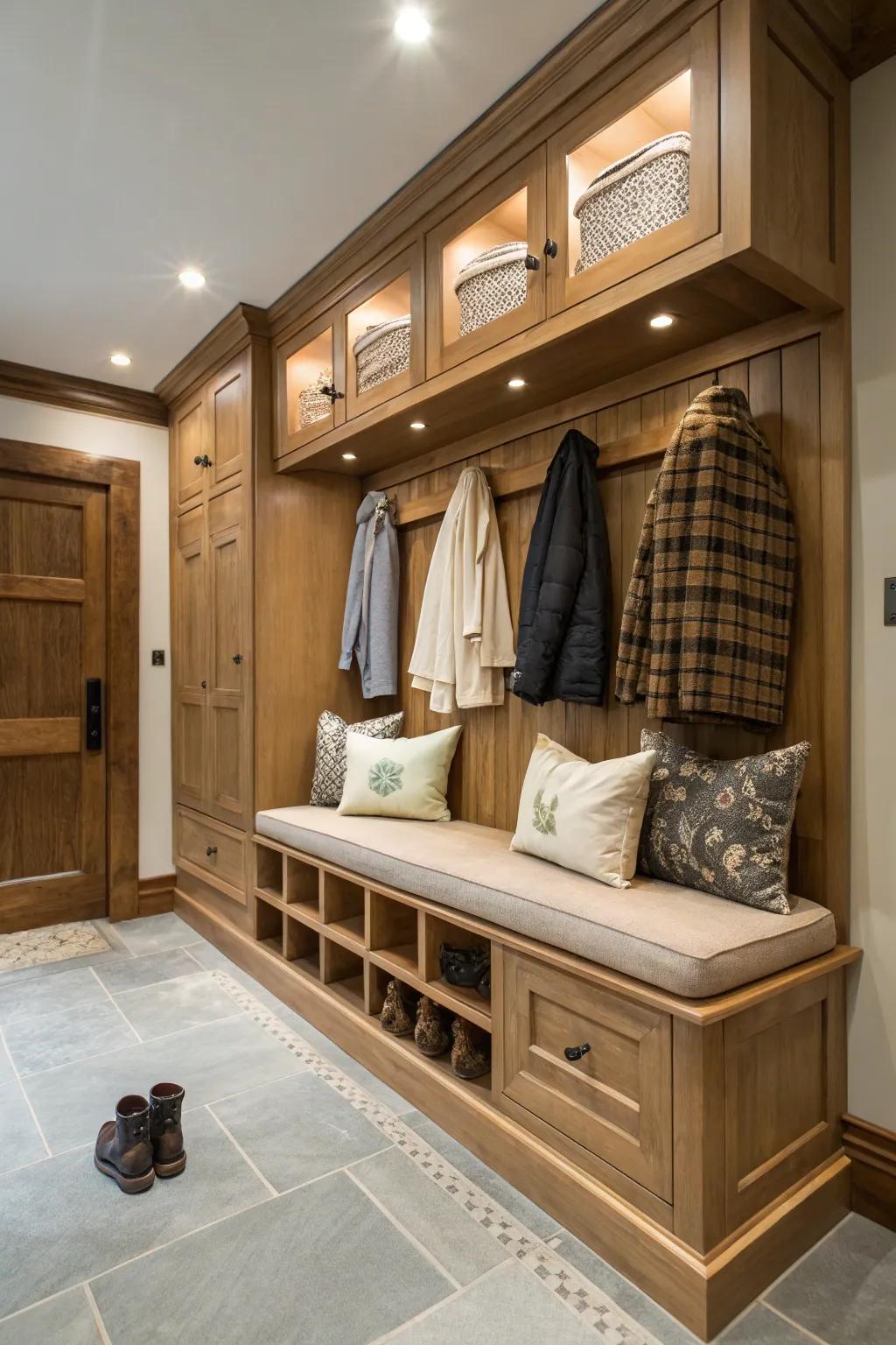 A bench with storage adds convenience and practicality.