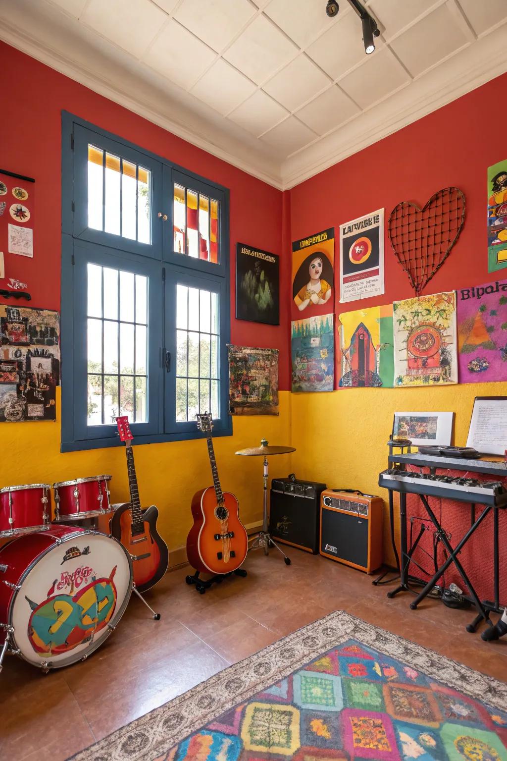 Use bold colors to infuse your music space with vitality and innovation.