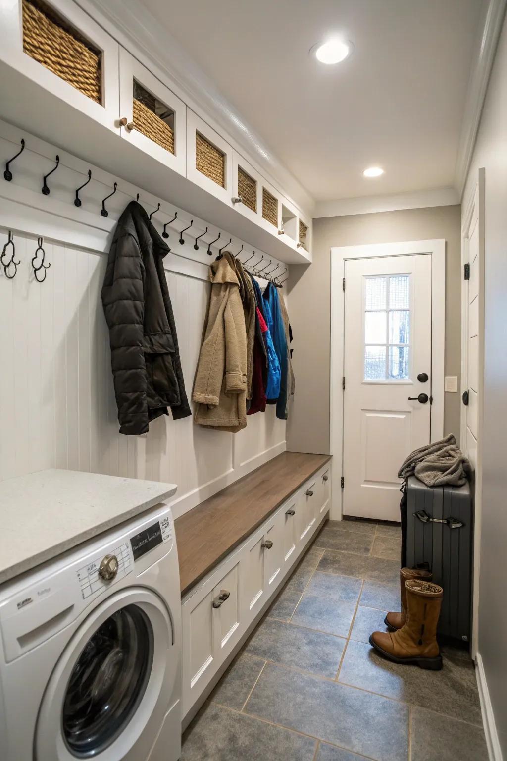 Integrate transition zone elements for a multipurpose area that extends past basic washing requirements.