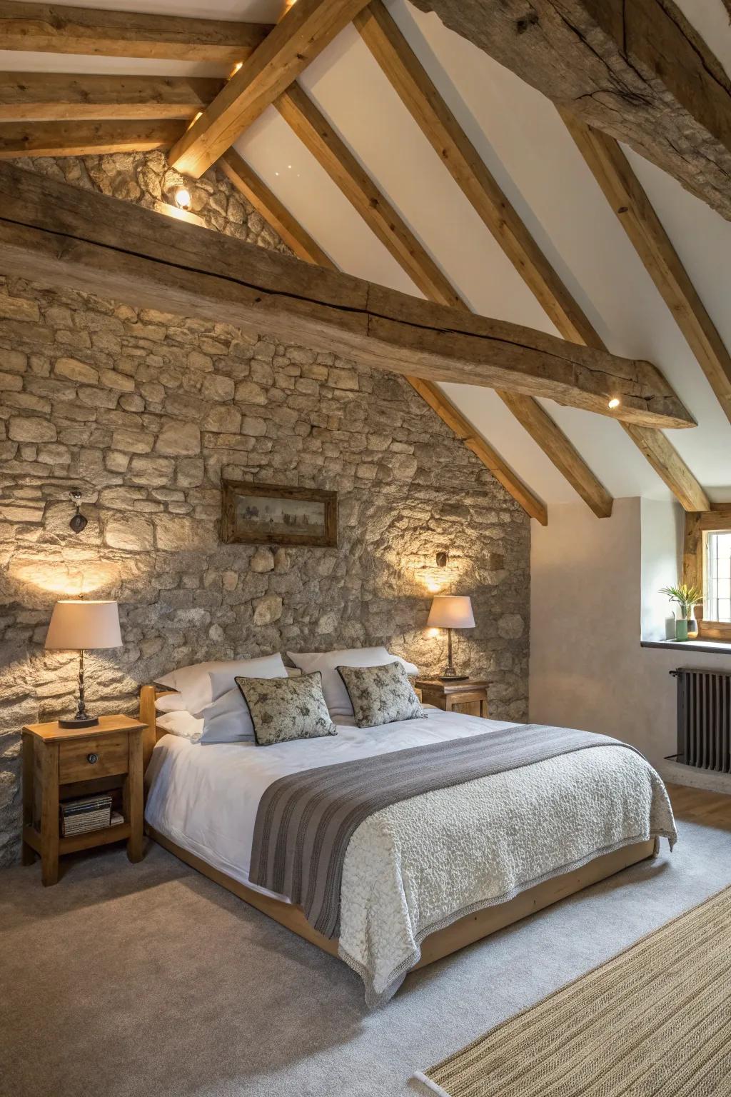 Wood and stone aspects evoke a countryside grace.