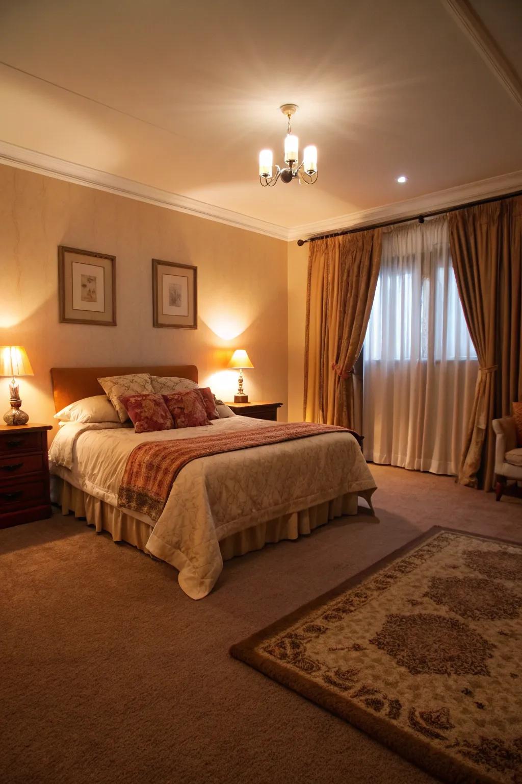 Warm-toned carpets enhance the coziness of any bedroom.