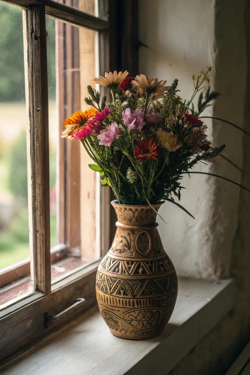 Elevate any space with a beautifully crafted pottery vase.