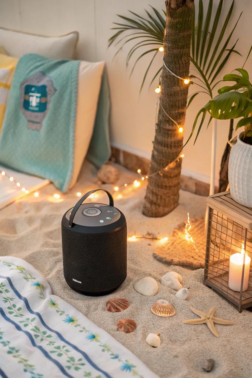 A cozy music area with shoreline melodies setting the ideal mood.