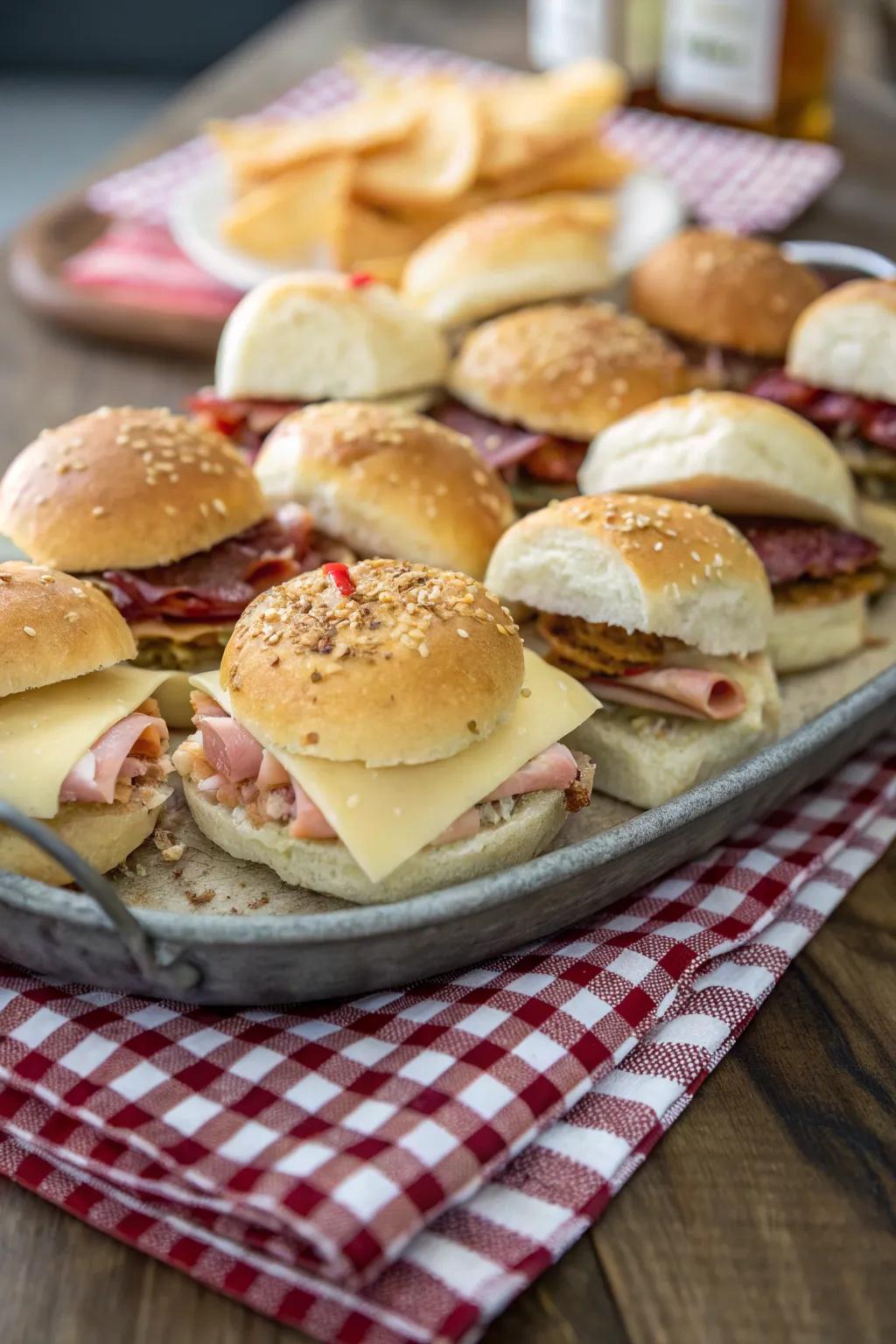 Mini 'camp rations' sandwiches, perfect for flexible feasting.