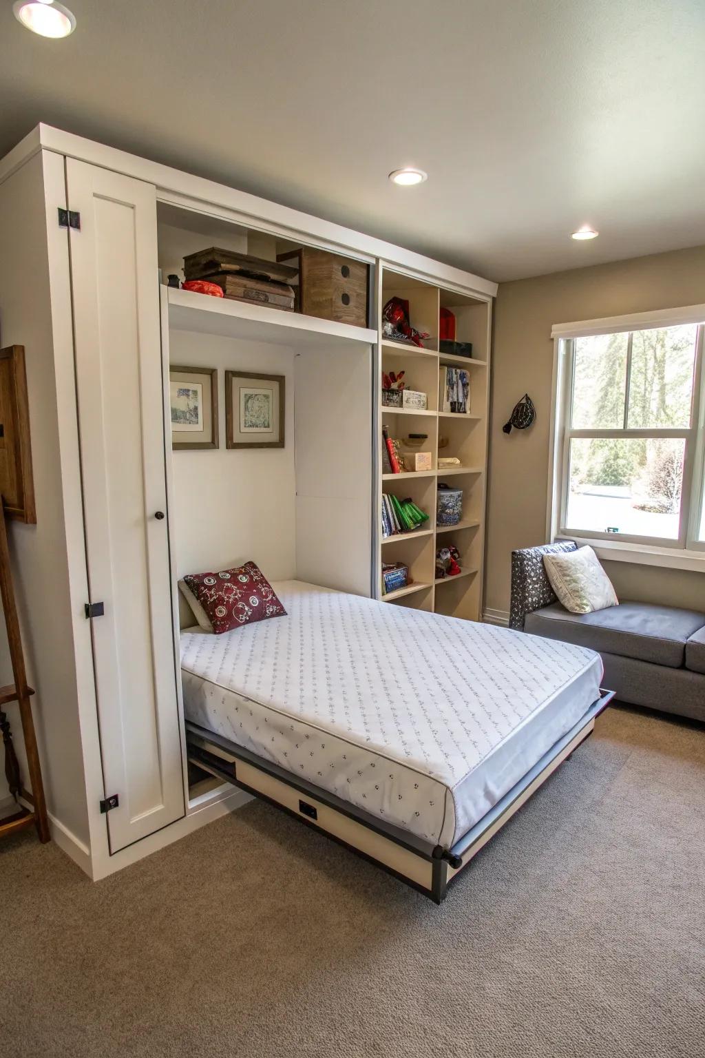 Hideaway beds provide flexibility in limited spaces.