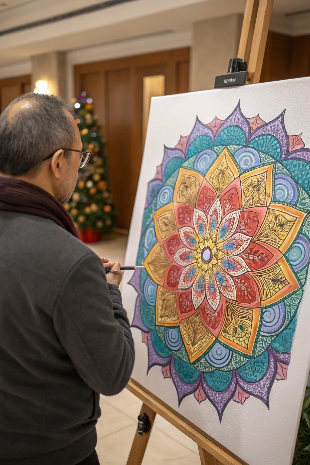Vibrant ornament with overlaid hue techniques.