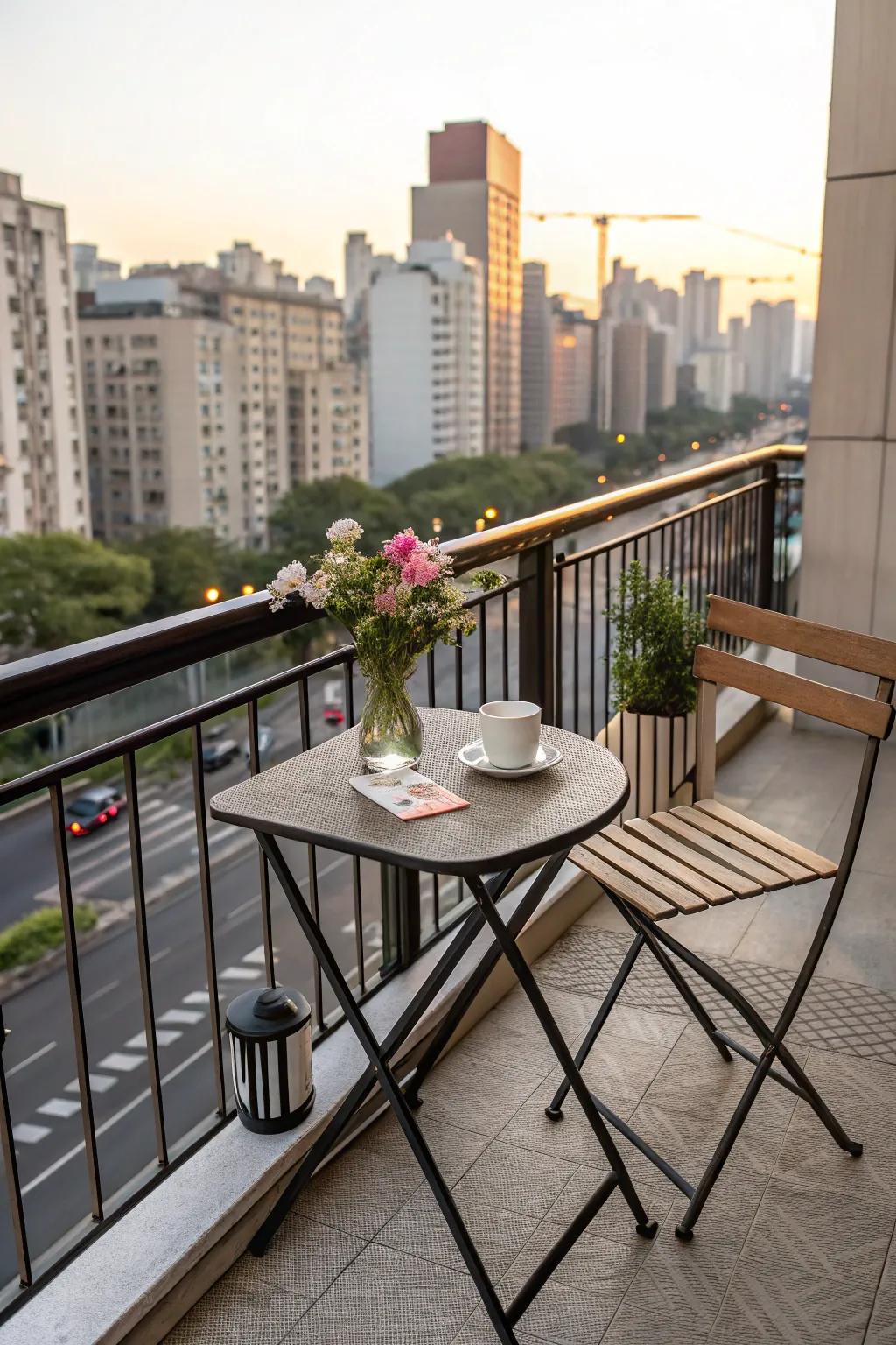 Maximize compact spaces with a convenient collapsible small outdoor dining set.