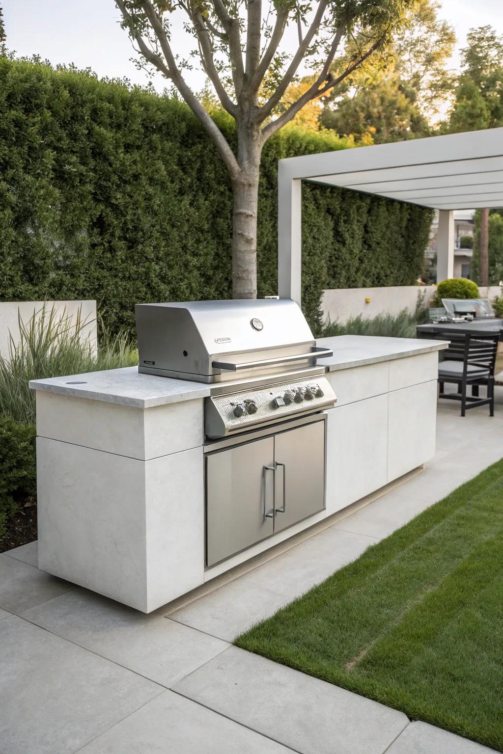 Enjoy sleek elegance with a modern minimalist cooking area.