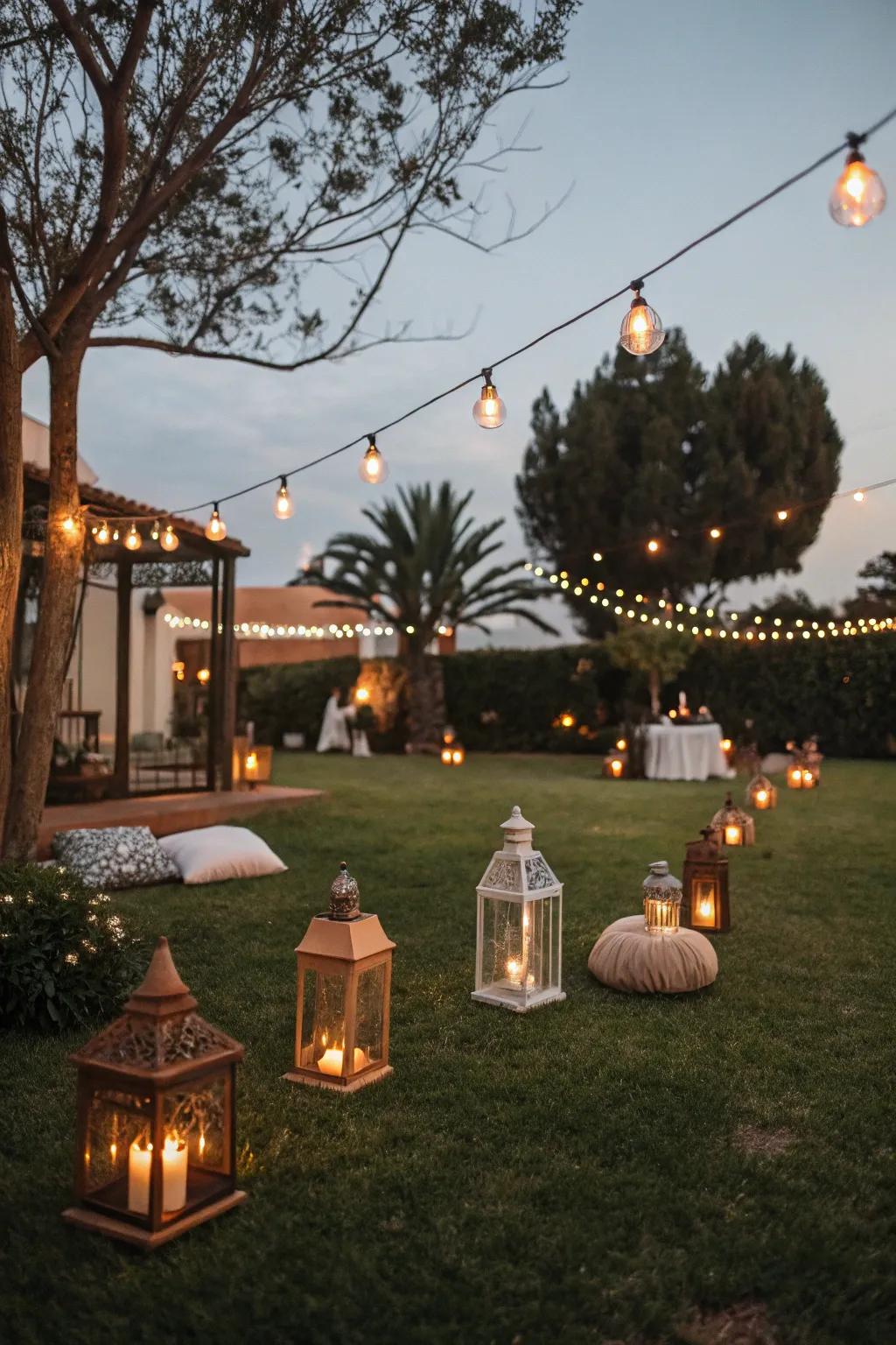 A warm and inviting radiance ideal for a Halloween nighttime gathering.