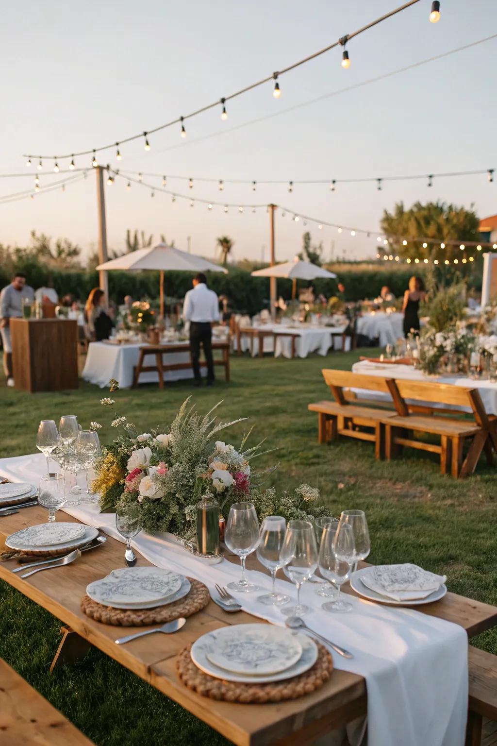 A blend of refined and casual elements creates a balanced setting.