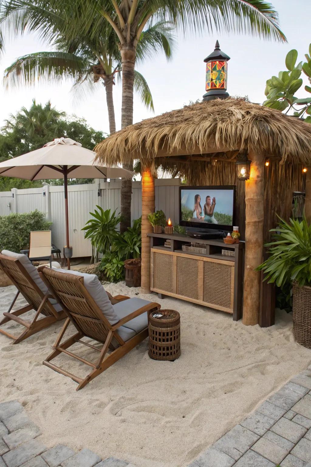 Experience the sand beneath your feet with a beach-inspired television arrangement.