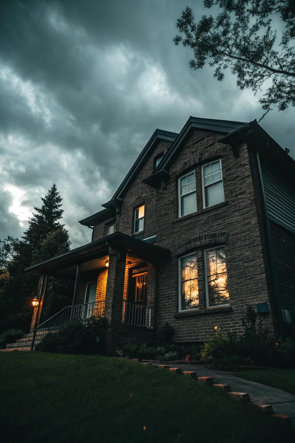 Dark colors create a moody and sophisticated atmosphere.