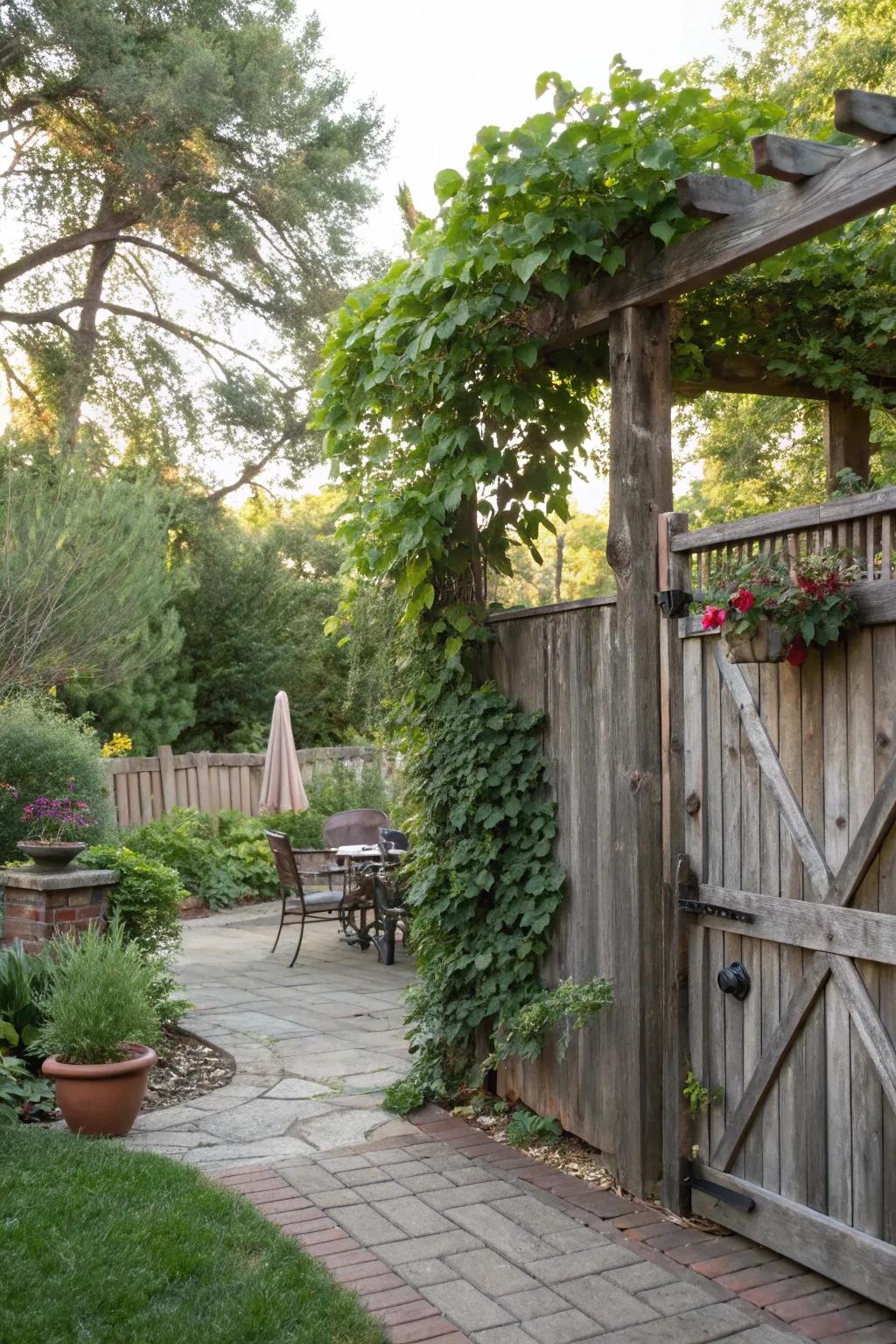 Rustic wooden fences add warmth and charm.
