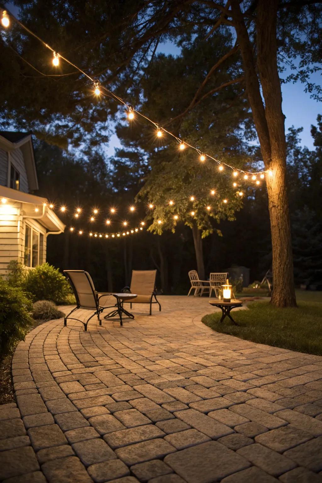Outdoor lights let you enjoy your patio into the night.