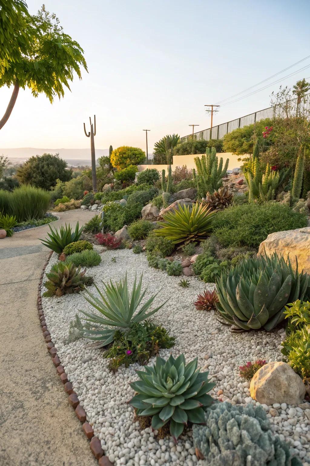 A stunning blend of texture and form in a succulent garden.