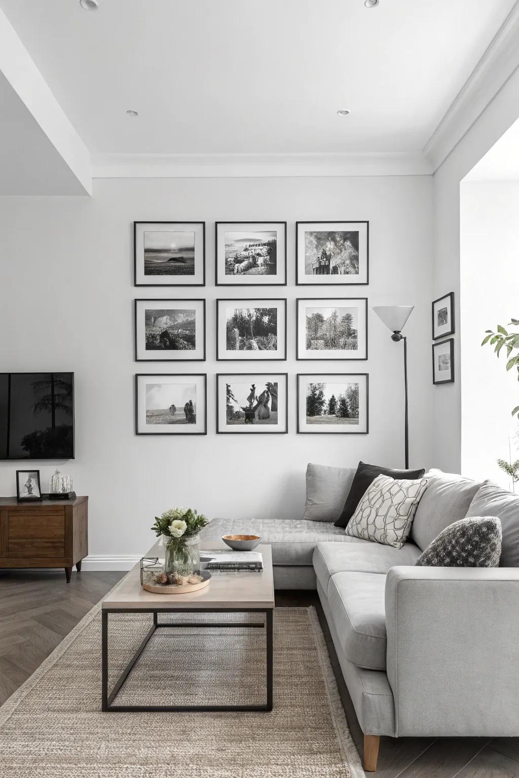 Achieve classic chic with a monochrome photo display.