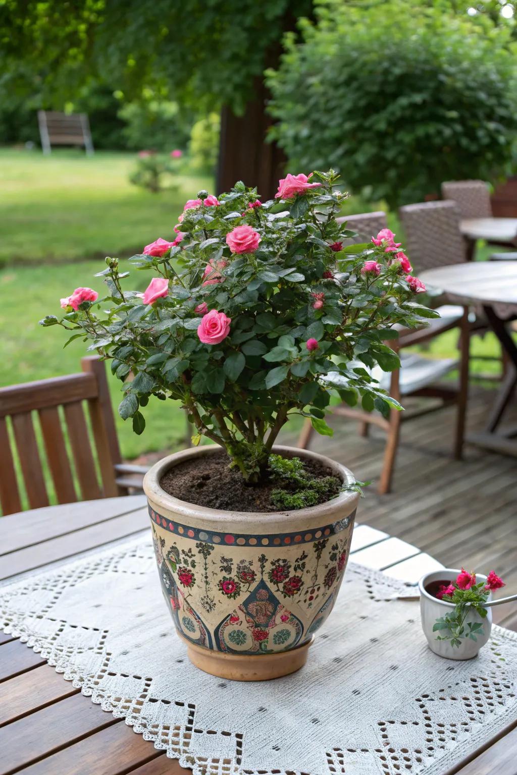 Alluring miniature roses are a fragrant and vibrant gift suitable for mothers.