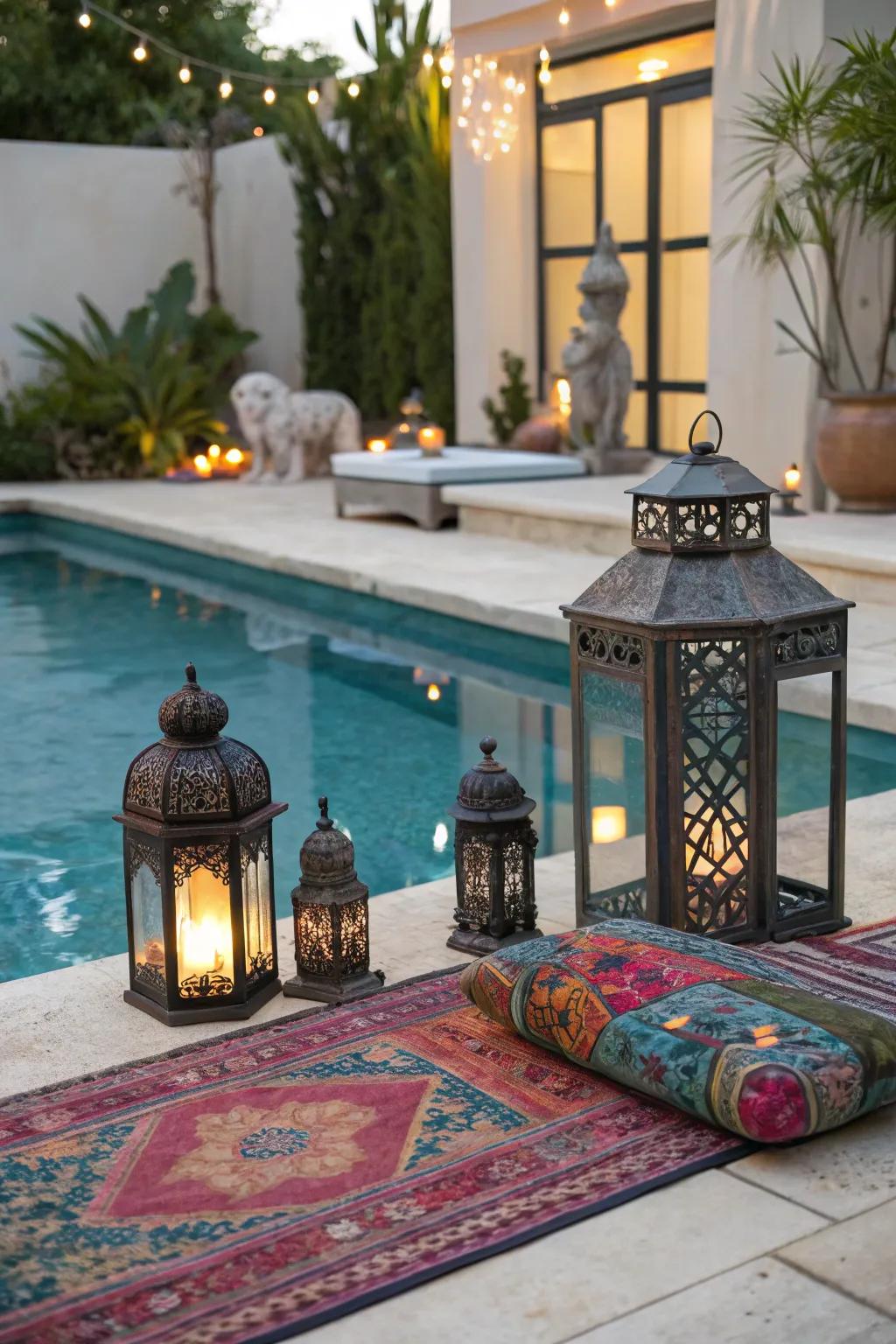 Decorative accessories can dramatically uplift your poolside ambiance.