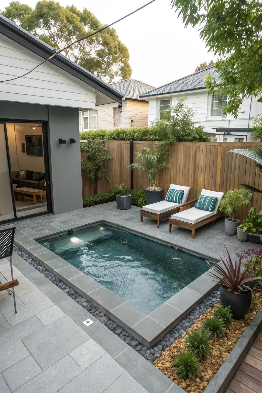 A chic plunge pool perfectly suited for smaller spaces.