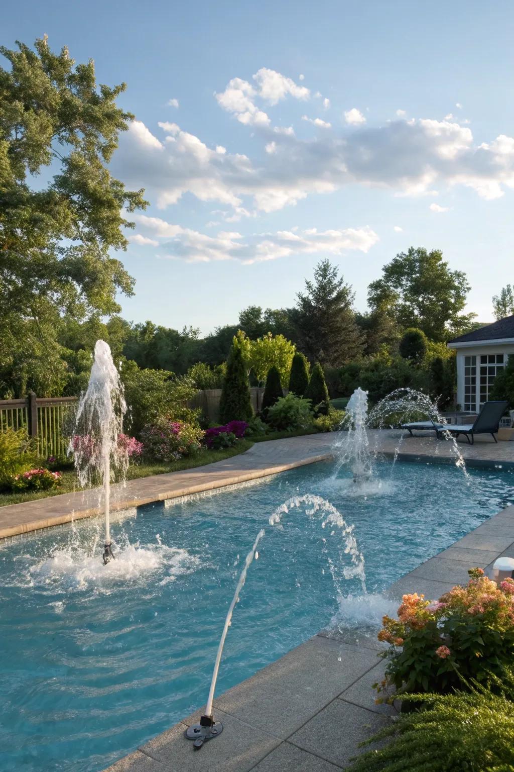 Bubbler fountains contribute a playful element and vitality to your pool.